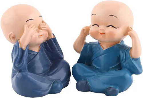 Miniatura 9 de 4 estatuas de monje Kongfu, adorno para tablero de instrumentos de automóvil, monjes de Buda de resina, manualidades, decoración