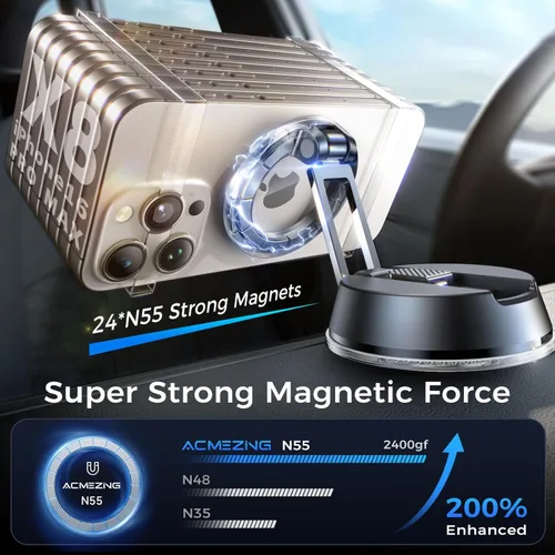 Miniatura 5 de ACMEZING NeverFall - Soporte de teléfono de coche para MagSafe [78+LBS Ultra Grip Potencia magnética de 2400 gf] Soporte plegable de 360°