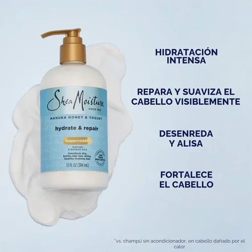Miniatura 6 de SheaMoisture Champú y acondicionador, hidratación y reparación de miel de manuka y yogur + tratamiento potencial de proteínas, mascarilla capilar