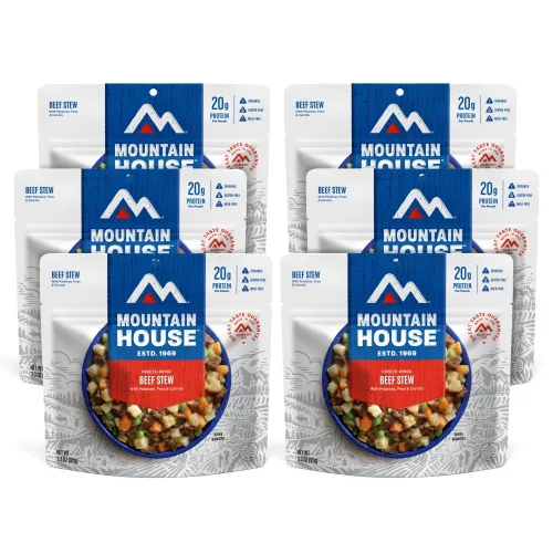 Mountain House Estofado de carne | Alimentos liofilizados para mochileros y campamentos, paquete de 6, sin gluten