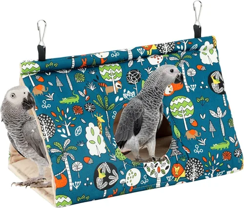 Miniatura 21 de Rypet Casa de nido de pájaros cálida para invierno, hamaca colgante de terciopelo, jaula de felpa mullida para pájaros escondidos, cama para dormir