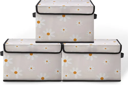 Miniatura 37 de Contenedores de almacenamiento apilables para ropa con tapas, organizadores de clóset con estampado de gatos de tela para el hogar y la oficina