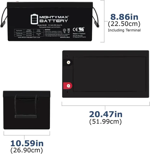 Miniatura 2 de Mighty Max Battery Reemplazo de batería de 12 V 250 Ah para batería MK de 12 voltios 245 AH - Paquete de 4