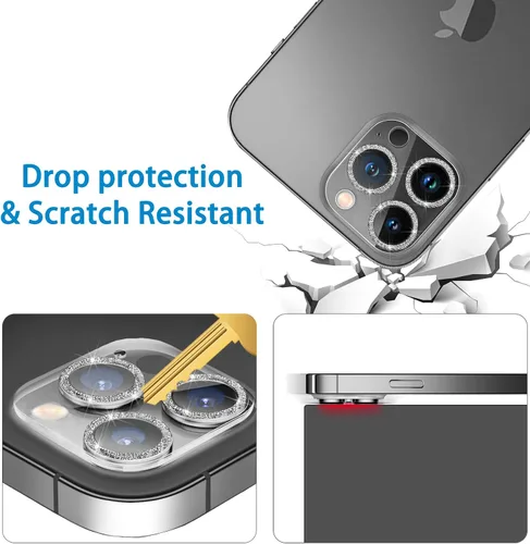 Miniatura 4 de Pack de 3 protectores de lente de cámara de vidrio templado Dengduoduo para iPhone 13 Pro de 6.1" y iPhone 13 Pro Max de 6.7", brillo de diamantes