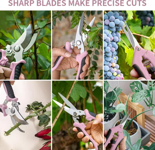 Miniatura 6 de Paquete de 3 tijeras de podar de jardín, tijeras de acero inoxidable, tijeras de jardinería, tijeras de podar para herramientas de jardinería