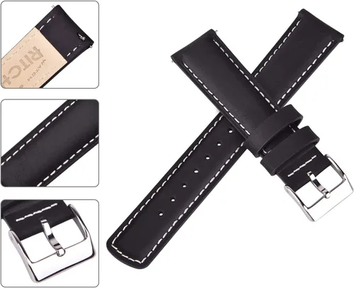 Miniatura 4 de Ritche - Correa de reloj de cuero de liberación rápida, 18, 19, 20, 21, 22, 23 y 24mm