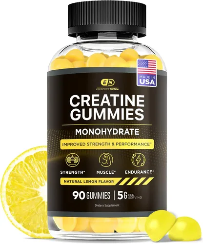 Effective Nutra Gomitas de monohidrato de creatina, 0.04 oz de creatina por gomita, suplemento vegano para músculos y fuerza para hombres y mujeres,