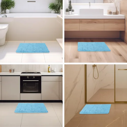Miniatura 91 de Alfombra de baño pequeña de 12 x 18 pulgadas, lavable y absorbente, antideslizante, alfombra de baño de felpilla gruesa y suave para baño, ducha