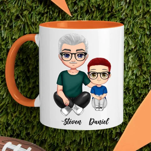Miniatura 9 de Taza de café para el día del padre para papá de parte de hija e hijo. Taza del mundo con el mejor papá del mundo. Taza divertida con nombre