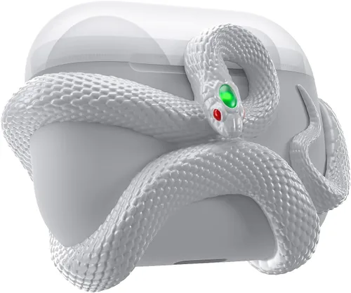 Miniatura 8 de La Funda Decorativa de Serpiente Compatible con AirPods 4ª Generación. Funda 3D Creativa y Estética de Serpiente de HaloMyyth, Cabeza Iluminada