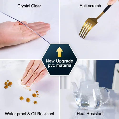 Miniatura 4 de Protector de escritorio de 19 x 60 pulgadas de vinilo transparente PVC para oficina, protector de mesa de escritura, tapete de plástico