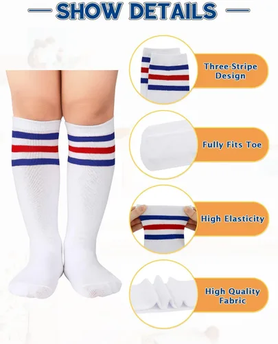 Miniatura 4 de Century Star Calcetines de fútbol para niños, calcetines de tubo hasta la rodilla, calcetines de uniforme para niñas, calcetines deportivos