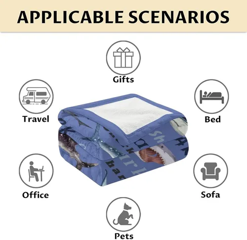 Miniatura 6 de Manta de tiburón – Suave, mullida y cálida – Manta pequeña de 40 x 30 pulgadas para oficina, silla, bonita manta azul, regalo para niños y niñas