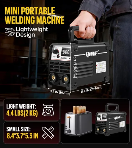 Miniatura 3 de HONE Máquina de Soldadura MINI Mejorada, 205 Amperios Incluye 25 Varillas Soldador de Electrodo con Soldadura Lift Tig, Máquina Soldadora Mini