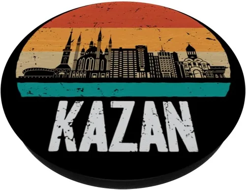 Miniatura 2 de Kazan Russia Retro Vintage Sunset Skyline Kazan PopSockets Adhesive PopGrip