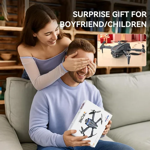 Miniatura 7 de Dron con cámara - Dron plegable con motor sin escobillas para adultos/niños, cuadricóptero RC HD 1080P. Vuelo según puntos de ruta, mantiene
