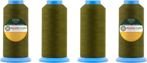Miniatura 180 de Mandala Crafts - Hilo de nailon para coser cuero, tapicería, mezclilla y para trenzar el pelo; resistente, 1500 yardas, tamaño 69 T70 Marrón