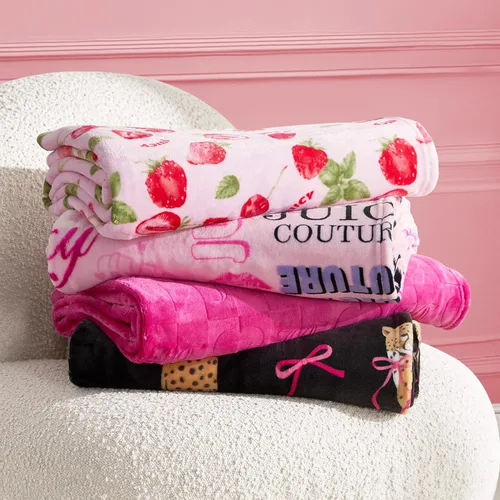 Miniatura 6 de Juicy Couture Berry Happy - Manta de felpa de 50 x 70 pulgadas, color rosa, mantas decorativas para sofás, mantas para sillas y camas