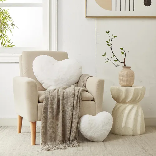 Miniatura 2 de YRXRUS Almohadas de corazón, almohada en forma de corazón, almohada blanca con forma de corazón para regalos, almohadas con forma para ella, niños