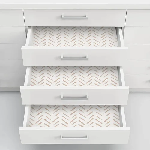 Miniatura 5 de Papel tapiz adhesivo geométrico blanco y rosa, 16.1 x 196 pulgadas, papel tapiz autoadhesivo extraíble para dormitorio, baño, papel de contacto