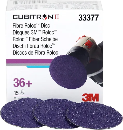 Miniatura 2 de 3M Cubitron II Roloc Disco de fibra 786C, 33377, 2 pulgadas (50 mm), 36+, 15 discos, para molienda, mezcla de soldadura, desbarbado, para automotriz