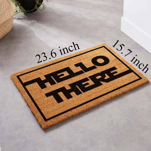 Miniatura 3 de Tapete divertido de fibra de coco con texto en inglés «Hello There Welcome Front Porche» para la entrada al aire libre, personalizado, parte trasera