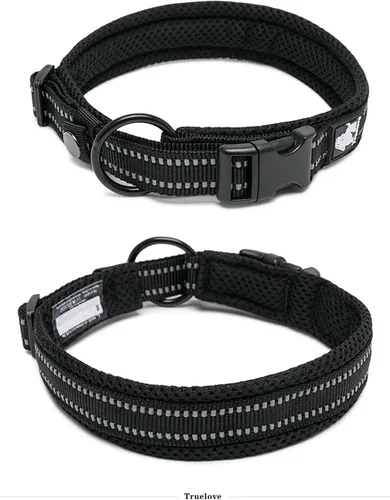 Miniatura 5 de Truelove TLC5011 - Collar para perro reflectante con hebilla Duraflex de alta calidad, cincha de nailon de alta calidad, sin estrangulamiento, Negro