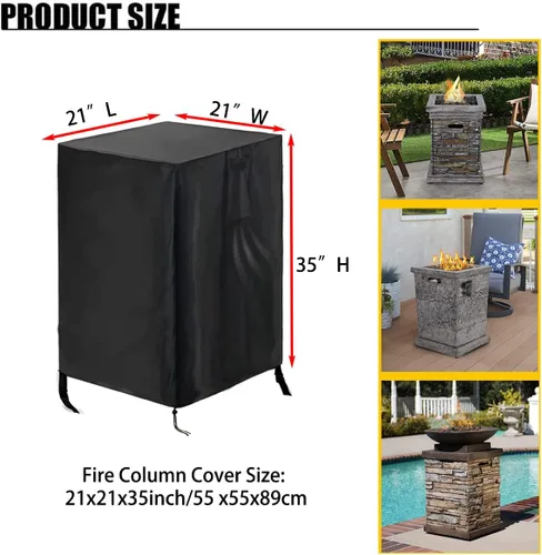 Miniatura 2 de POMER Cubierta para columna de fuego, cubierta cuadrada de 21 pulgadas para columna de fuego, impermeable, para exteriores, 21 pulgadas de largo x