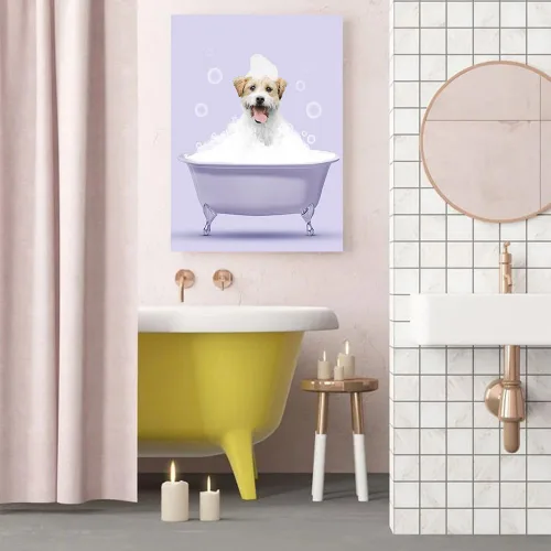 Miniatura 4 de Fotos personalizadas de mascotas en lienzo para pared Arte de baño personalizado Lindo perro gato en bañera Impresiones, divertidos animales Foto