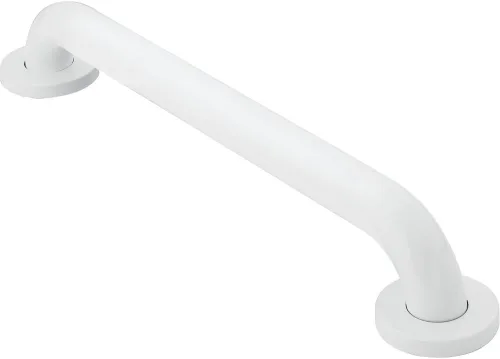 Moen R8712W Barra de seguridad para baño de acero inoxidable de 12 pulgadas con tornillos ocultos, color blanco glaciar