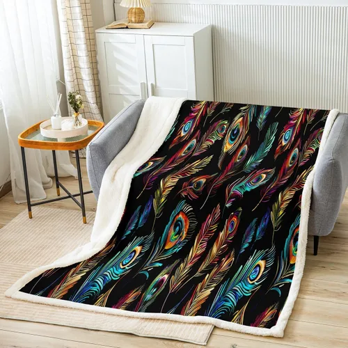 Miniatura 40 de Manta de forro polar con estampado de bailarina rosa para niñas, felpa suave y mullida para cama, sofá, bonita sherpa floral de hoja de palma Multi