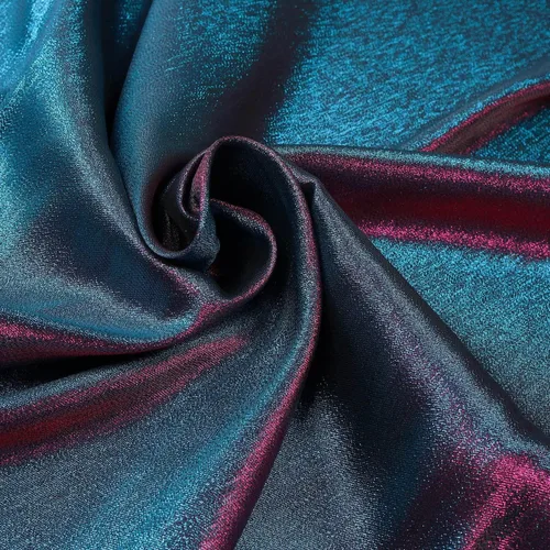 Tela iridiscente de dos tonos con hilo metálico que cambia de color para coser vestido de disfraz (mezcla azul fucsia) 60 pulgadas de ancho, 1 yarda