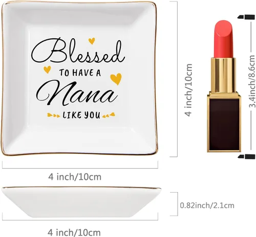 Miniatura 5 de Regalos de nana, regalo para nana, plato de joyería con texto en inglés Blessed to have a nana like you, plato para bisutería, regalo de cumpleaños