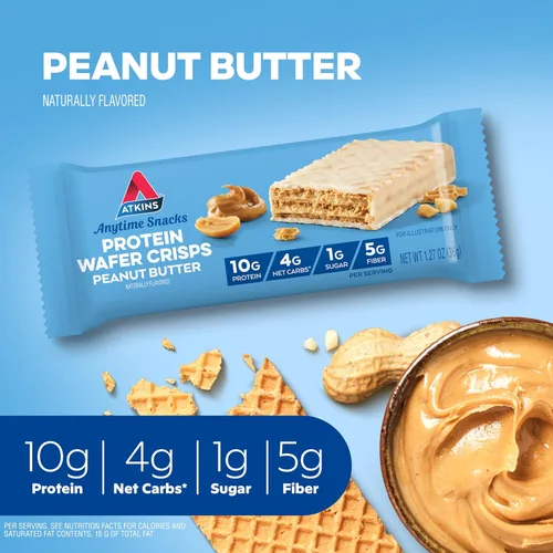 Miniatura 4 de Atkins Galletas de proteína crocantes, 305405, Peanut Butter, 1