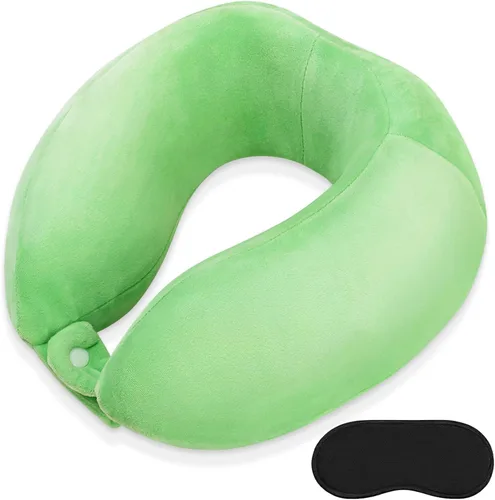 Miniatura 14 de Almohada de cuello de espuma viscoelástica para el cuello de avión con funda de terciopelo, almohada suave de avión para dormir, almohada de viaje