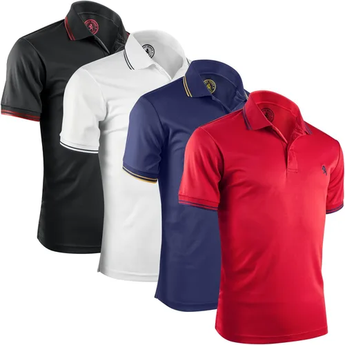 Albert Morris - Camisas tipo polo de manga corta para hombre, a rayas, 4 unidades