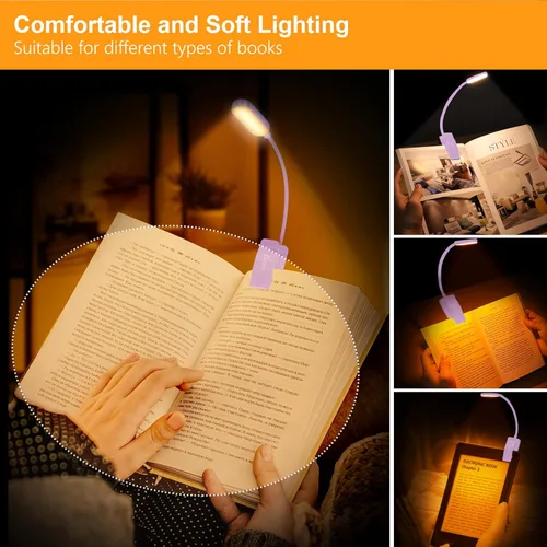 Miniatura 4 de Gritin Luz de libro recargable de 16 LED para leer en la cama, cuidado de los ojos, 3 temperaturas de color, brillo de atenuación continua, 80 horas