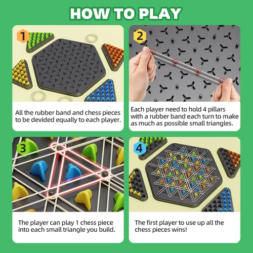 Miniatura 6 de Juego de Ajedrez Triangular de Cadena, Juegos de Mesa de Estrategia para Niños de 6-8-12 Años, Juegos de Mesa de Ajedrez para Adultos