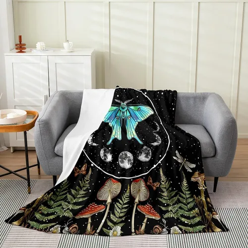 Miniatura 29 de Erosebridal Manta de hojas para niños, niñas y hombres, manta de forro polar colorida, manta de cama de hojas de mandala bohemio, 30 x 40 pulgadas