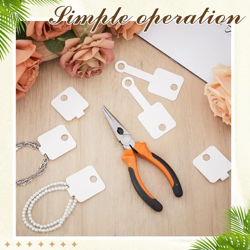 Miniatura 6 de Ctosree 1000 unidades de pulseras autoadhesivas para exhibir tarjetas, collares, tarjetas de venta para llavero, aretes, collar, banda para el Blanco