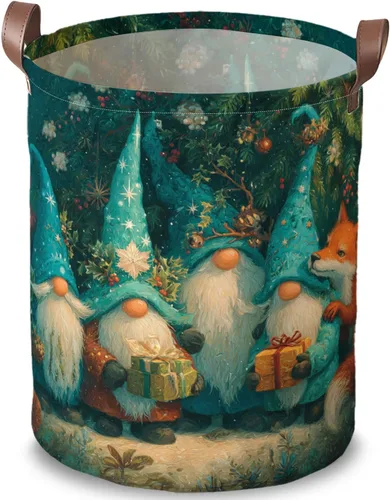 Miniatura 33 de Cesta de lavandería de 15.75 x 15.75 x 19.7 pulgadas, diseño de pingüino de Navidad, plegable, con asas, almacenamiento de ropa sucia