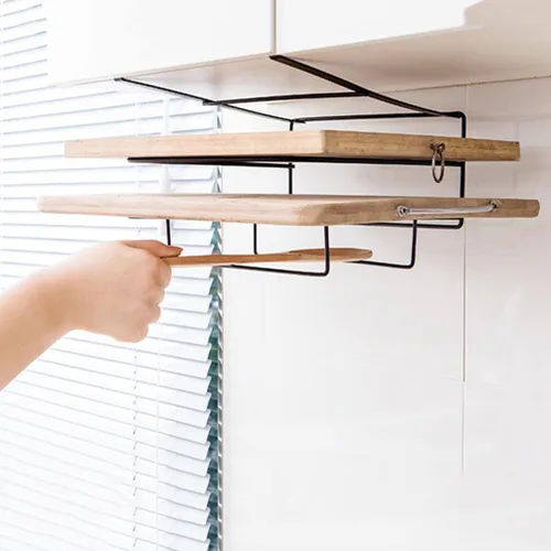 Miniatura 2 de Soporte para tabla de cortar montado en la pared, estantes de almacenamiento de cocina de hierro para una organización cómoda, ahorro de espacio