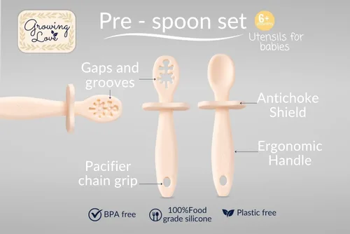 Miniatura 3 de Growing Love Juego de Cucharas para Bebé, Auto Alimentación 6 meses, Pre-Cuchara, Utensilios para bebés, Cuchara para niños, Cuchara de Vainilla
