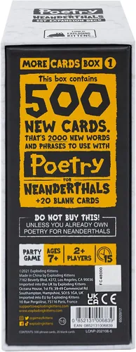 Miniatura 5 de Exploding Kittens Paquete de expansión Poetry for Neanderthals 2+ jugadores - Edades 7+ - 15 minutos de juego - Juego original necesario, 500 cartas