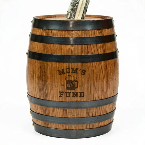 Miniatura 8 de Thousand Oaks Barrel Co. - Hucha de madera hecha a mano para adultos, ahorro de dinero para dinero real, billetes y monedas, grande de 6.5 x 4.5 x