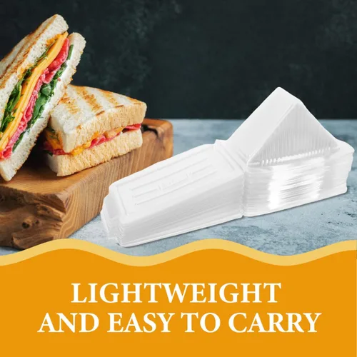 Miniatura 6 de Cabilock Caja de sándwich triangular de 5.90 x 3.34 x 3.14 pulgadas, recipiente de plástico transparente con tapa transparente para sándwiches