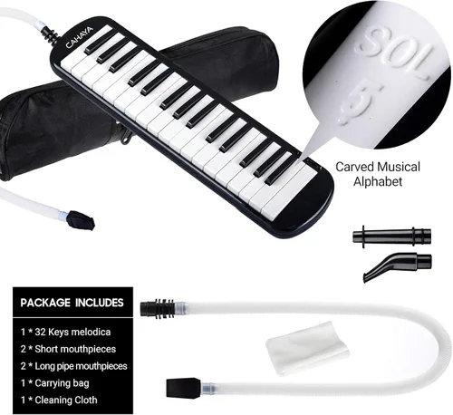 Miniatura 7 de CAHAYA Melódica 32 Teclas Boquilla de Tubos Dobles Piano de Aire Teclado Instrumento Musical con Bolsa de Transporte 32 Teclas, Negro, CY0050-1