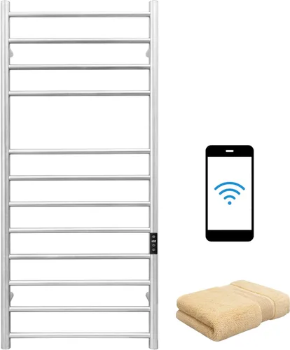 Miniatura 10 de KEG Calentador de toallas montado en la pared con temporizador incorporado 4 barras de acero inoxidable eléctrico calentado toallero para baño
