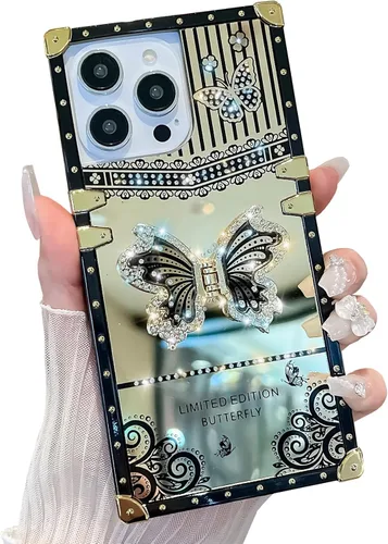 Miniatura 22 de Compatible con Funda Samsung Galaxy S22 Ultra, Diseño de Mariposa Brillante de Lujo con Soporte Plegable Kickstand para Mujeres y Niñas, Funda Rosa