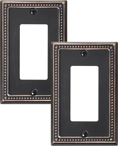 Miniatura 76 de Paquete de 4 placas de cubierta para interruptor de luz de palanca individual, cubiertas decorativas de perlas, placa de pared de metal almendra
